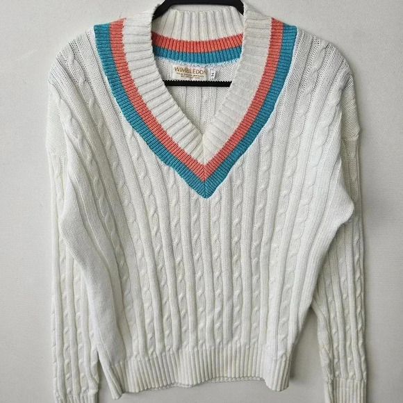 Vintage Wimbledon V-Neck Sweater Med - Picture 2 of 7